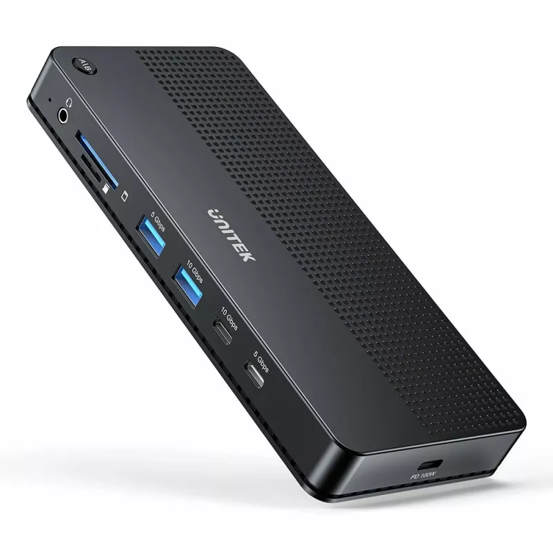 Dockingstation UNITEK D1103A01 USB4 bekabeld zwart 100W Power Delivery
