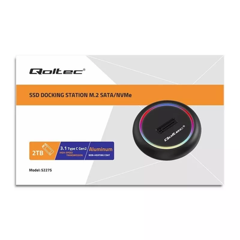 M.2 SSD-dockingstation QOLTEC 52275 voor SATA- en NVMe-schijven, USB-aansluiting
