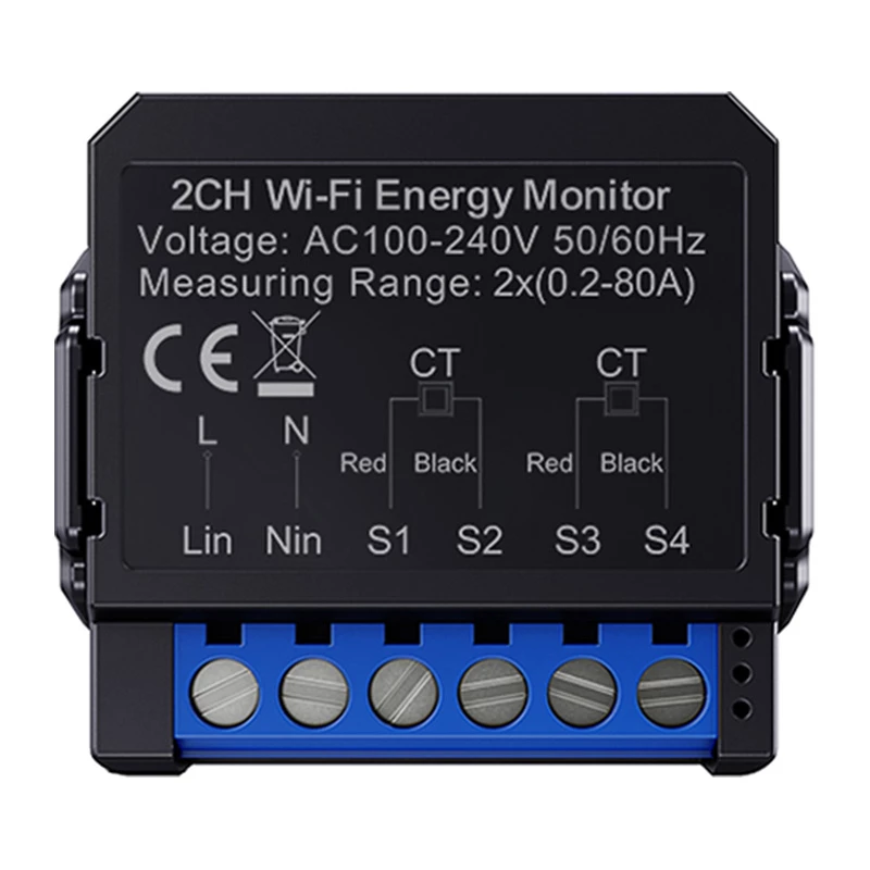 Slimme bidirectionele energiemeter Avatto WPM16-2 – WiFi-connectiviteit, energiebewaking voor verbruik en opwekking