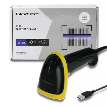 Qoltec 50867 laserbarcodescanner 1D/2D, USB, zwart