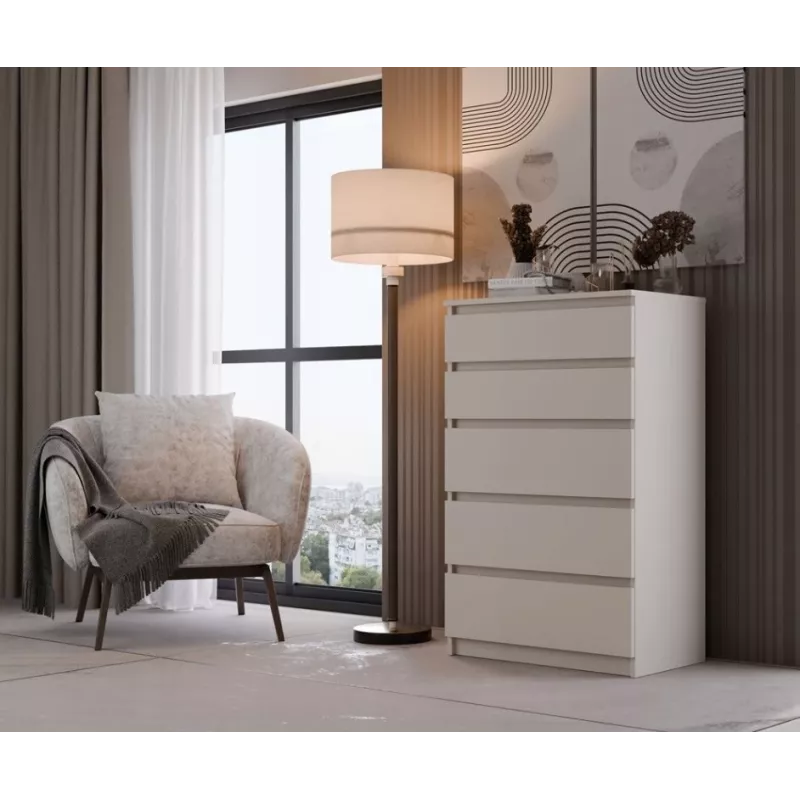 Commode top e shop MALWA M5, 5 laden, kasjmier, 700×1095×400 mm, spaanplaat