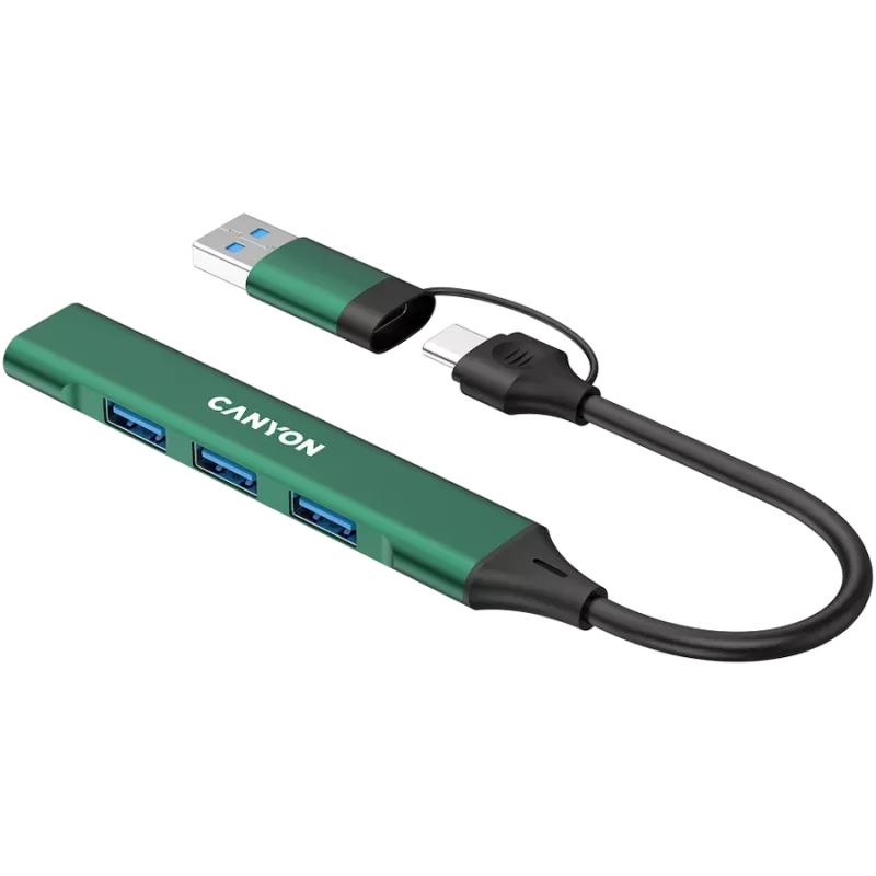 CANYON hub DS-02 4in1 USB-A/C groen