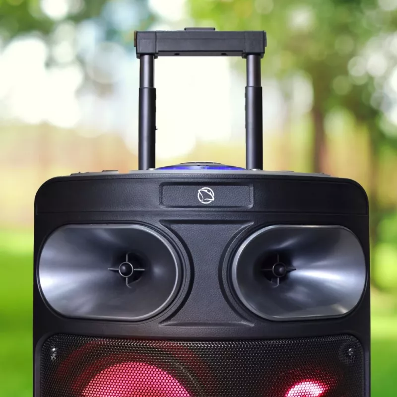 Draagbare Bluetooth-karaokeluidspreker MANTA SPK0803B140 140W, batterijgevoed, MIC/USB/microSD, FM, equalizer, wielen