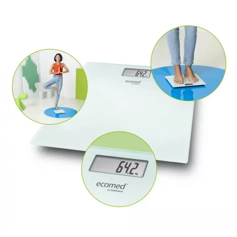 Ecomed by Medisana PS-72E personenweegschaal – 150 kg, glasplatform, wit