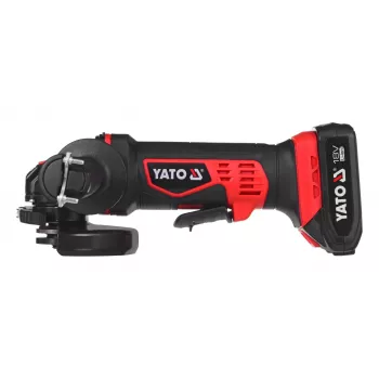 Haakse slijper YATO YT-82826, 18V Li-Ion 2Ah, 125 mm schijf, 10.000 t/min, M14-schroefdraad, gereedschaploos verstelbare beschermkap