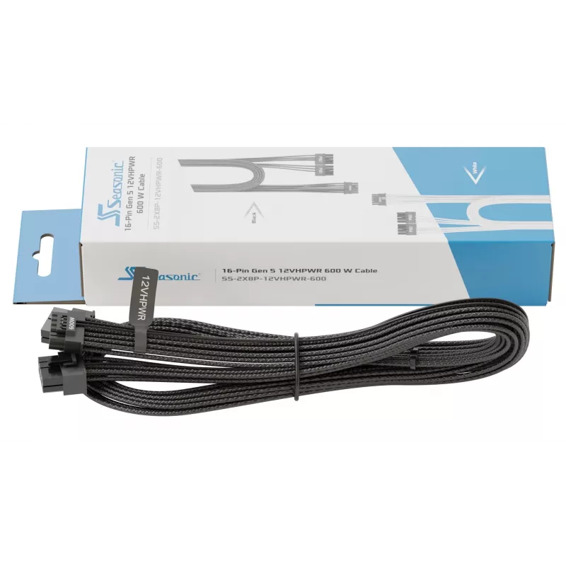 Adapterkabel SEASONIC NESE-165 12VHPWR PCIe 5.0 zwart voor GPU-voedingsaansluiting