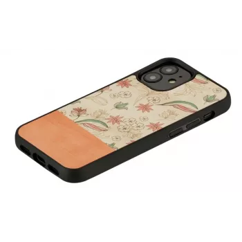 Beschermhoes Man and Wood voor iPhone 12 mini — roze bloem op zwart