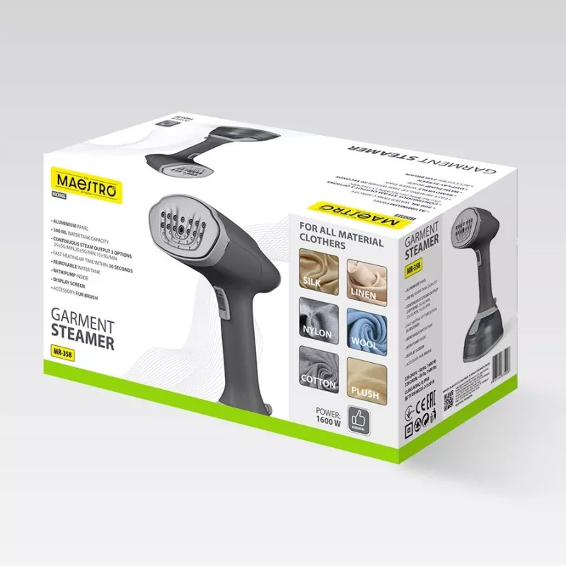 Stoomstrijker Maestro MR-358 1600W, draagbare handstomer voor verticaal stomen