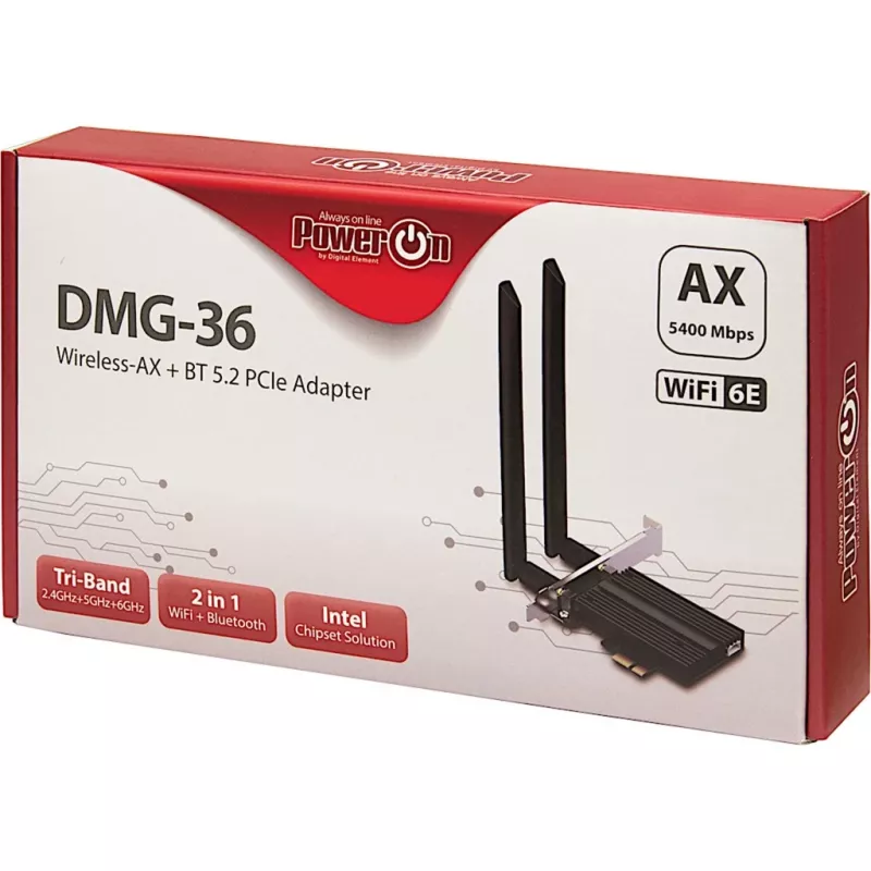 Interne WLAN-Bluetooth-kaart Inter-Tech DMG-36 5400 Mbit/s Wi-Fi 6
