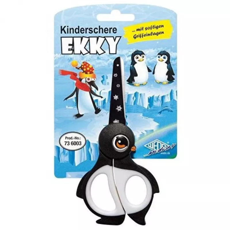 WEDO schaar model 73 6003 — kantoor-/knutselschaar met rechte snede, enkel mes, 130 mm, zwart/wit
