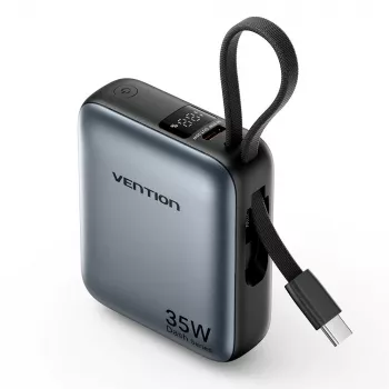 Vention FHEH0 powerbank 10000 mAh 35 W met USB-C-kabel, grijs