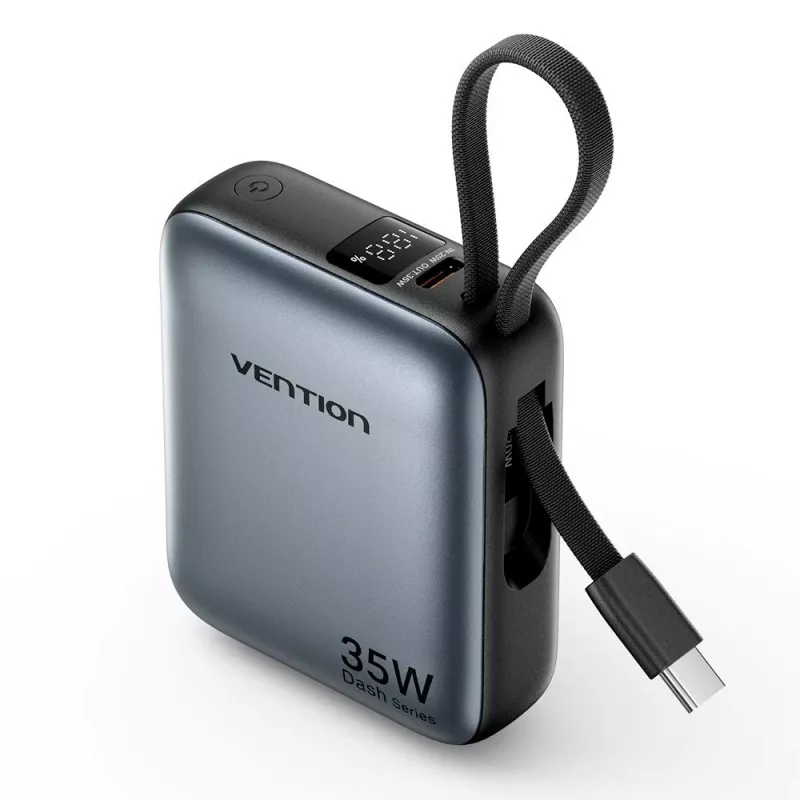 Vention FHEH0 powerbank 10000 mAh 35 W met USB-C-kabel, grijs