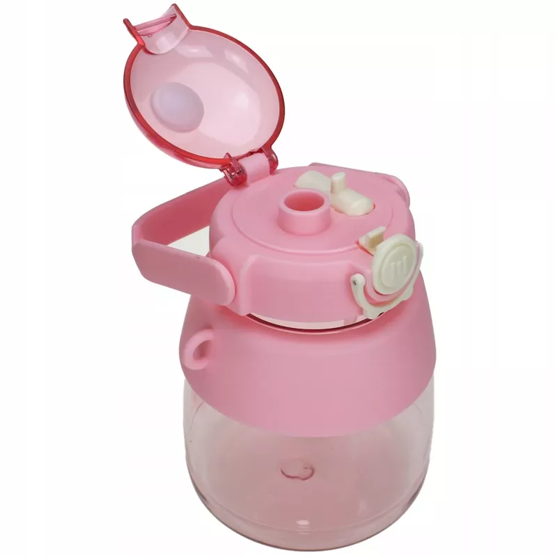 Drinkfles Extralink schoolfles met rietje en draagband 1 L roze