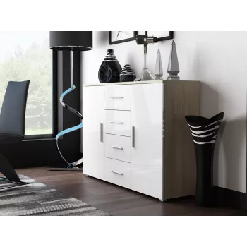 Cama woonkamer-sideboard UNI Sonoma-eiken/wit glanzend