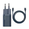 Baseus Super Si Power Charger met USB-C naar Lightning-kabel 20W blauw