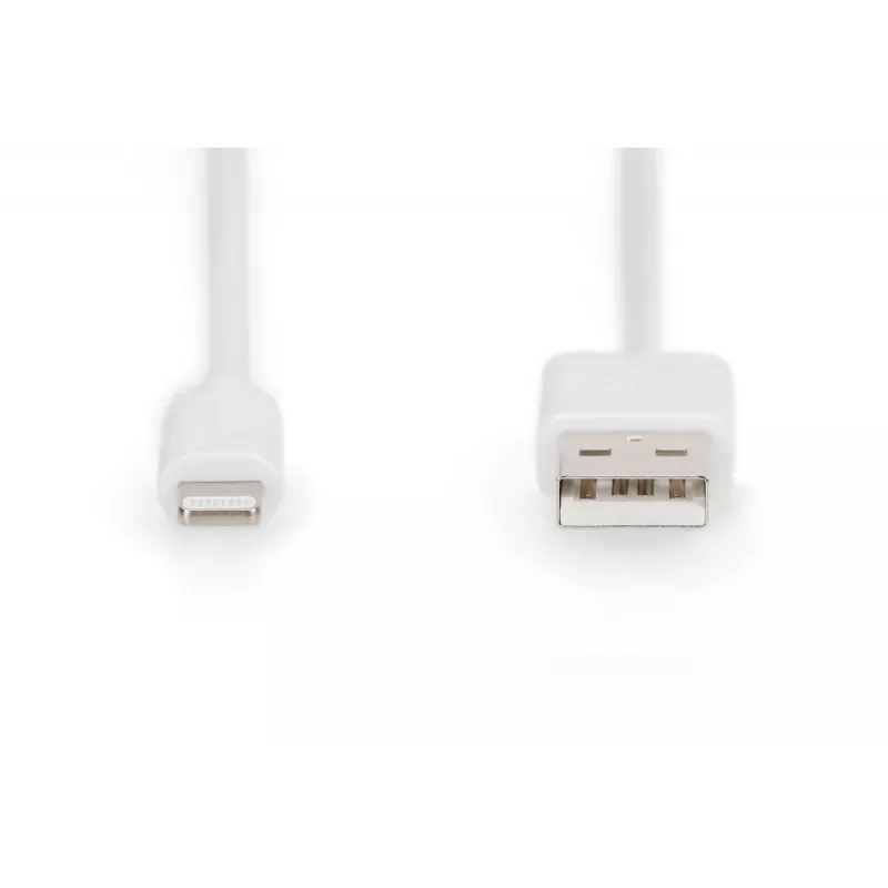 DIGITUS - Lightning-kabel - Lightning (M) naar USB (M) - 1,0 m - dubbele isolatie - wit - gegoten - voor Apple iPad/iPhone/iPod (Lightning) (DB-600106-010-W)