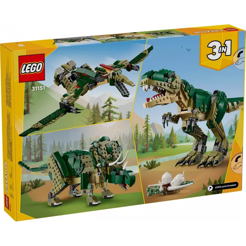Constructiespeelgoed LEGO Creator 3-in-1 T.Rex bouwpakket, 626 onderdelen, 150 mm hoogte, leeftijd 9+