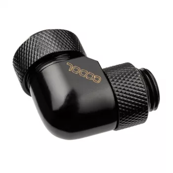 Alphacool Eiszapfen 13mm HardTube inschroefkoppeling 90° draaibaar G1/4 - haakse compressiekoppeling voor vloeistofkoeling - diepzwart