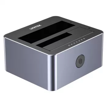 Dockingstation Unitek 51642 voor 2,5-inch/3,5-inch SATA-schijven, USB-C 10 Gbit/s, 2 bays, aluminium