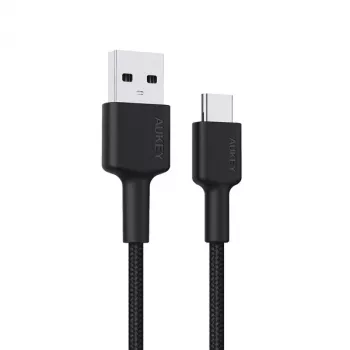 USB-A-naar-USB-C-kabel AUKEY CB-CD30 0,9 m – zwart, gevlochten, USB PD 3.0, 0,48 Gbit/s