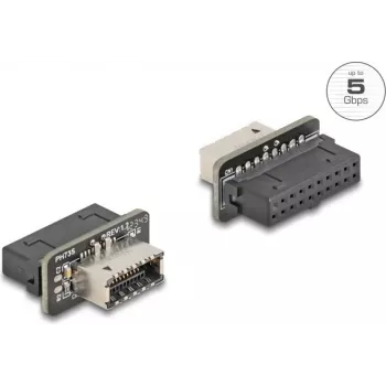 DeLOCK 67238 kabel-adapter 20-pin USB USB Type-E zwart roestvrijstaal