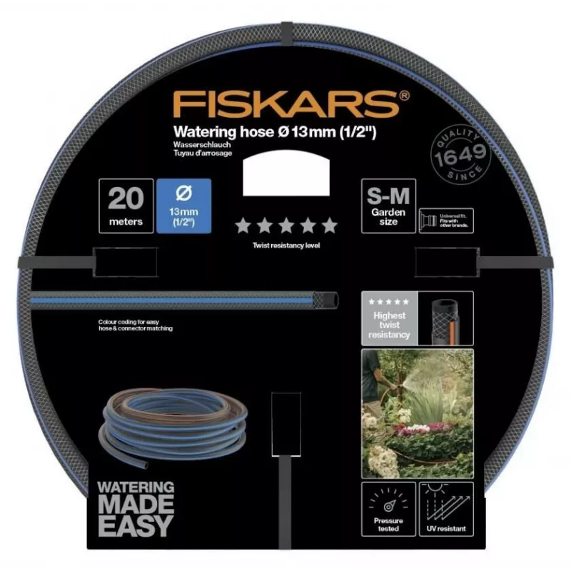 Tuinslang Fiskars 1027107 20 m bovengronds blauw grijs
