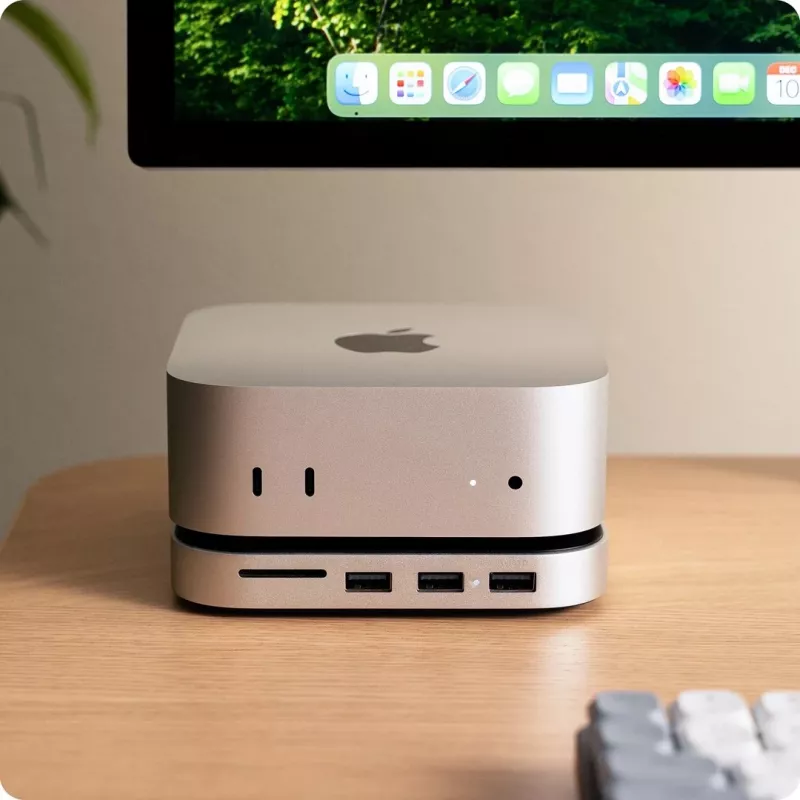 Satechi laptop-dock/poortreplicator ST-GNMMES — bedrade USB 3.2 Gen 2 Type-C hub, USB-A & SD, zilver