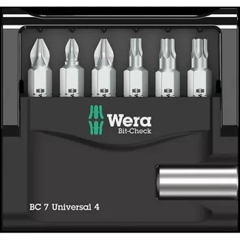 Wera bitset 7-delig Bit-Check 7 Universal 4 05135810001 Phillips Phillips, Phillips Pozidriv, inbus-Torx (05135810001)