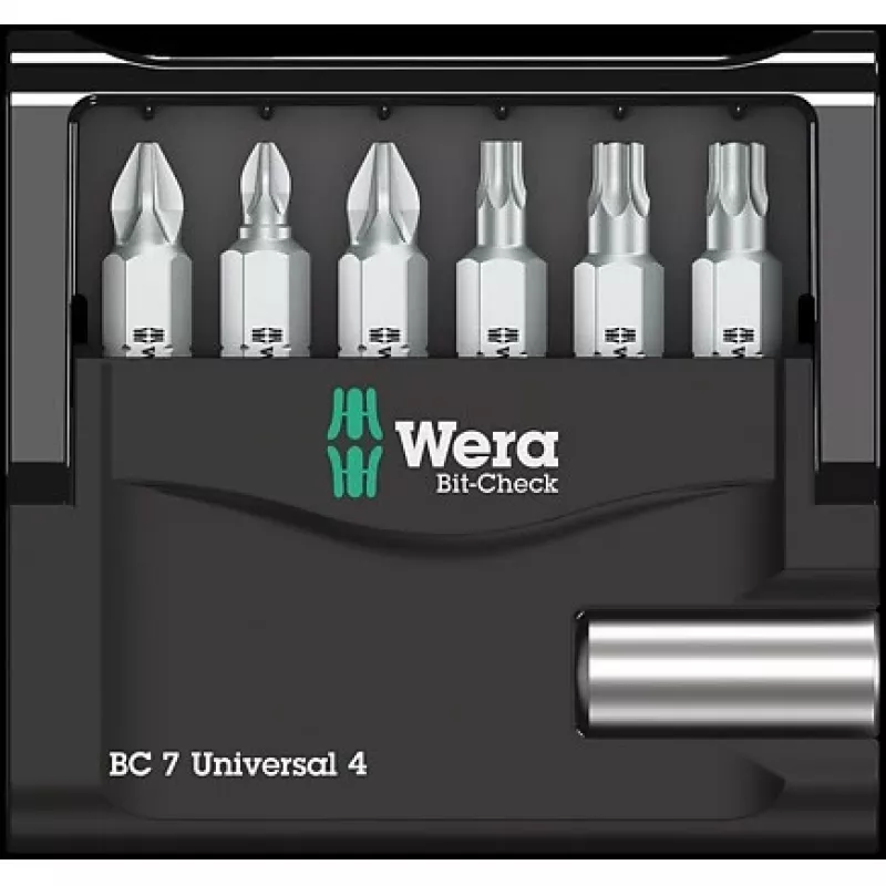 Wera bitset 7-delig Bit-Check 7 Universal 4 05135810001 Phillips Phillips, Phillips Pozidriv, inbus-Torx (05135810001)