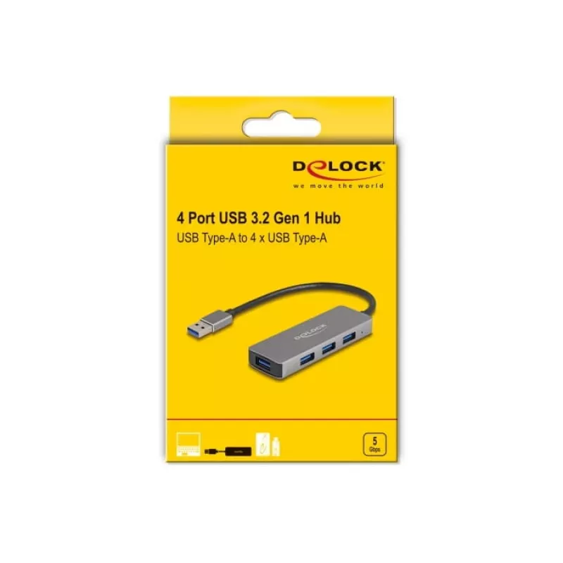 DeLOCK 63171 USB-hub 3.2 Gen 1 Type-A 5000 Mbit/s grijs