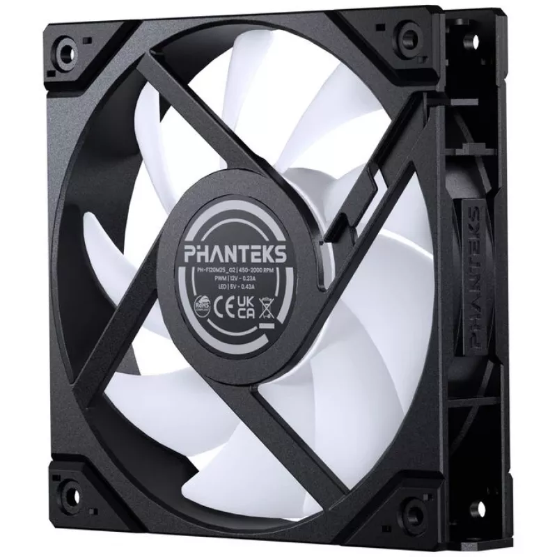 Phanteks M25 Gen2 PH-F120M25R_G2_DBK01 120 mm PWM D-RGB behuizingsventilator, Reverse Airflow, zwart