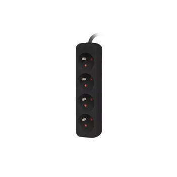 Verlengsnoer Lanberg PS0-04E-0100-IEC-BK 1 m 4 stopcontacten binnen zwart