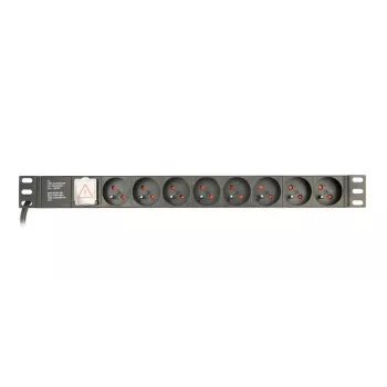 Stroomverdeeleenheid Gembird EG-PDU-014-FC14, 8 AC-stopcontacten, C14-ingang, 3 m kabel, 1U aluminium behuizing, 10 A, 3680 W