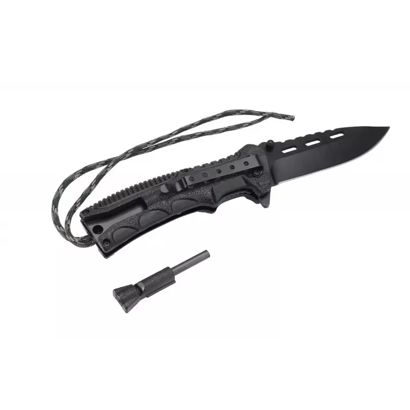 Survivalmes AZYMUT Survival Fire Starter — vaststaand campingmes met geïntegreerde vuurstaaf