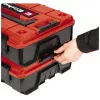 Einhell 4540019 E-Case S-F systeemkoffer met rasterschuim, spatwaterbestendig, polypropyleen, draagvermogen 25 kg, zwart/rood