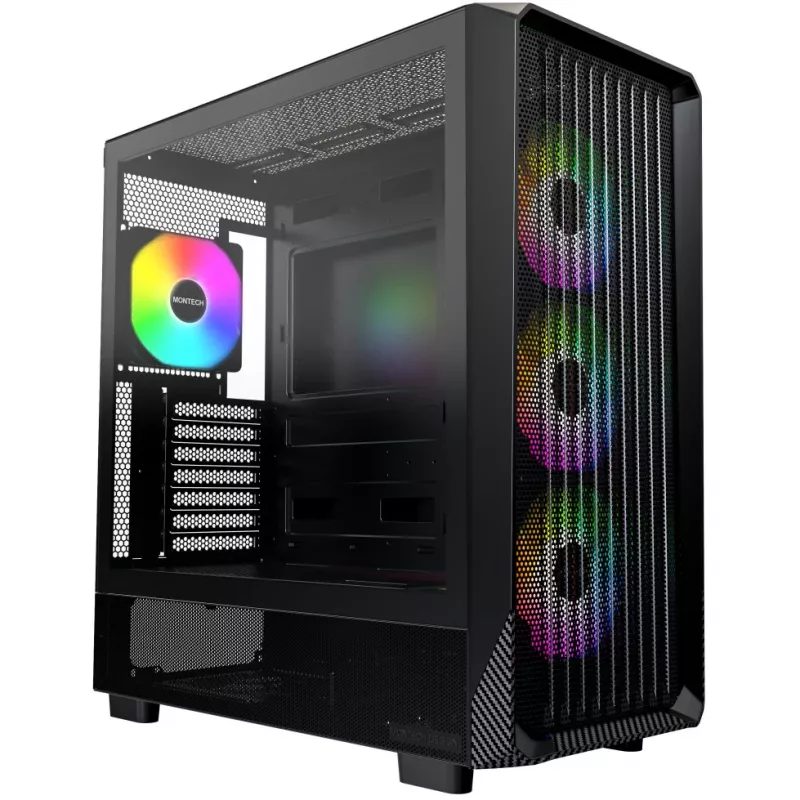 PC-behuizing Montech X5 midi tower zwart ATX 3x 140mm-ventilator