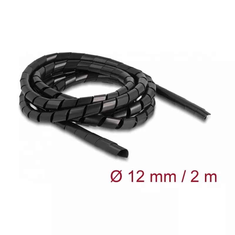 DeLOCK spiraalslang flexibel 2 m x 12 mm zwart polyethyleen