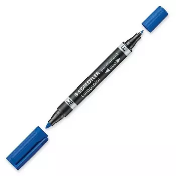 Permanentmarker Staedtler Lumocolor Duo fijne-/ronde punt blauw