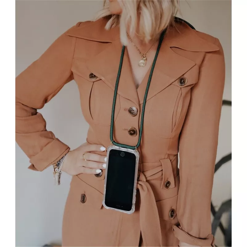 Telefoonhanger Lookabe loo014 voor iPhone XR – goudgroen beschermhoesje met bandje