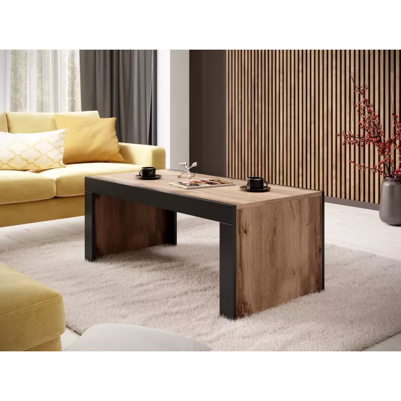 Salontafel Cama Meble MILA 120x60x50 cm Wotan-eiken blad, zwart frame