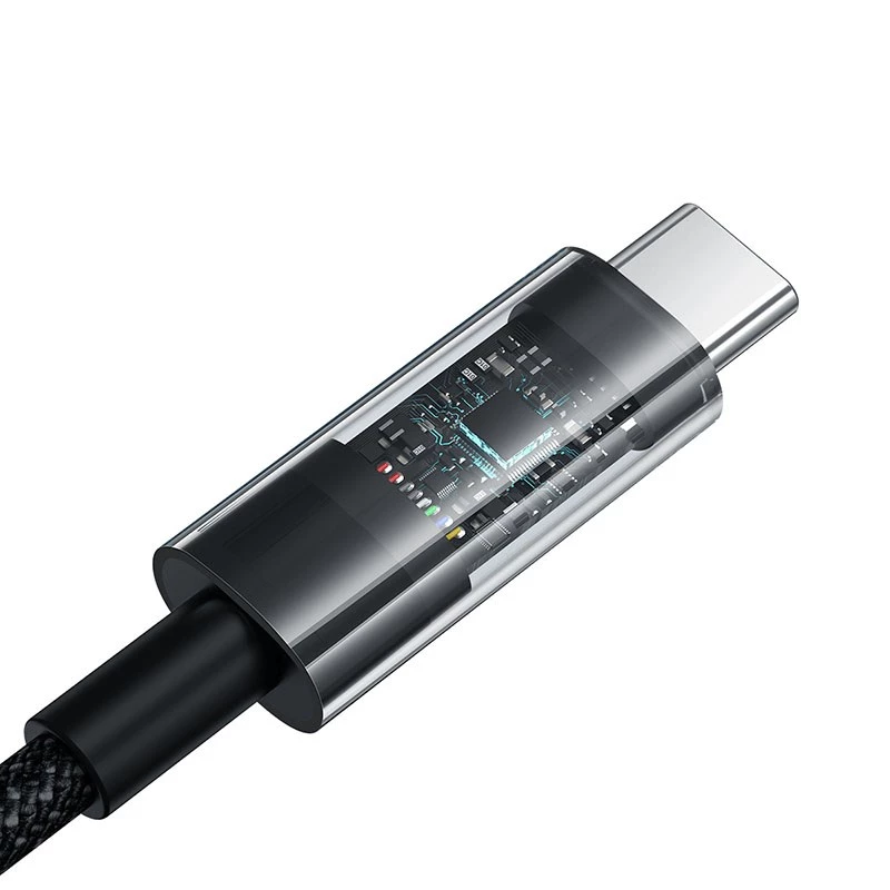 USB-A-naar-USB-C-kabel Baseus Gem 1m 100W snelladen, nylon omhulsel, zwart