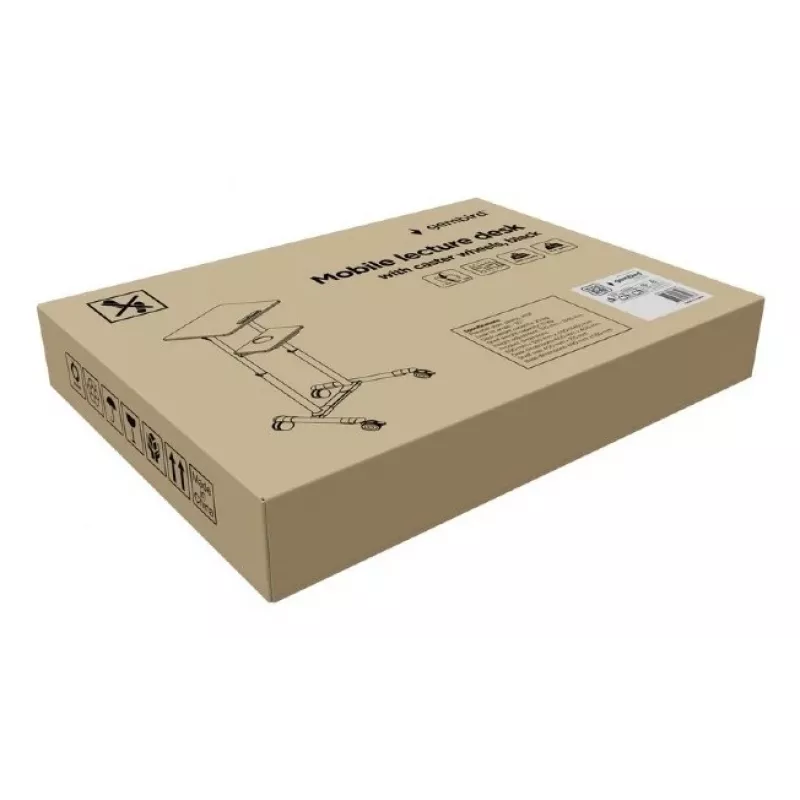 Gembird TVS-DESK-01-BK mobiel staand bureau op wieltjes, in hoogte verstelbaar 111–134,5 cm, kantelbaar 30°, max. 20 kg, zwart