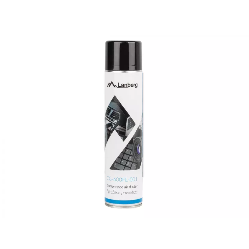 Persluchtspray LANBERG CG-600FL-001 — 600 ml, voor pc-reiniging, zwart/blauw/wit