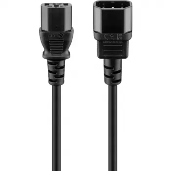 Wentronic Goobay verlengkabel koudapparaat, 1 m, zwart - apparaatstekker C14 (koudapparaataansluiting) > apparaatbus C13 (koudapparaataansluiting) (95125)