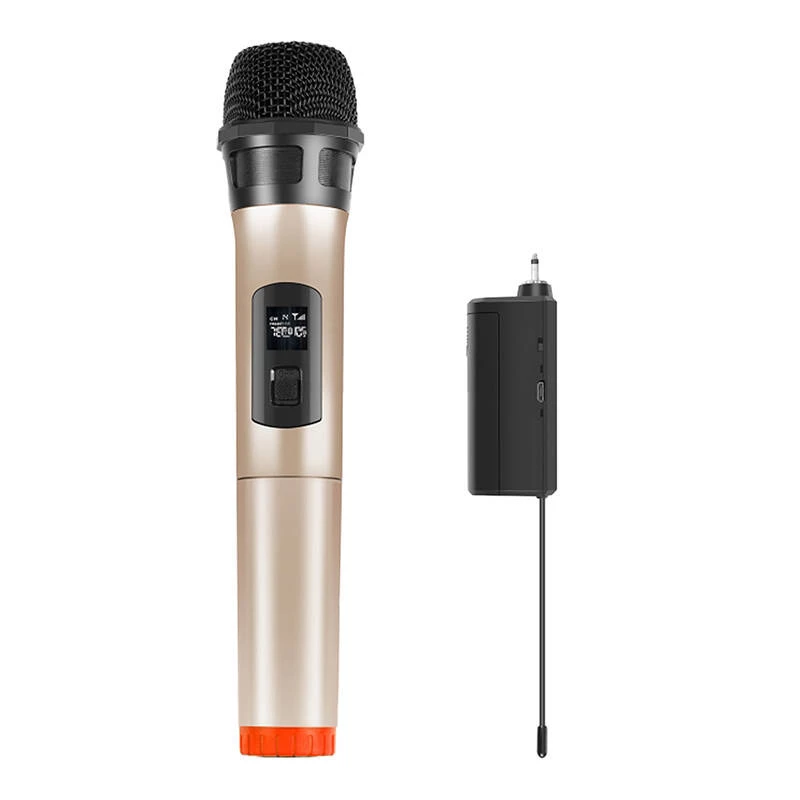 PU628J UHF draadloze dynamische microfoon met LED-display (goud)