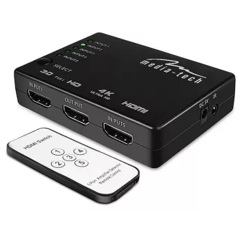 HDMI-switch MEDIA-TECH MT5207, 5x HDMI-ingangen, 1x HDMI-uitgang, zwart