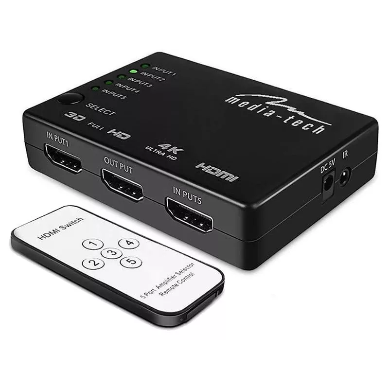 Media-Tech MT5207 5x HDMI-switch, 4K