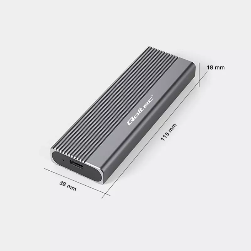 Qoltec behuizing voor M.2 SATA (NGFF) SSD, USB-C