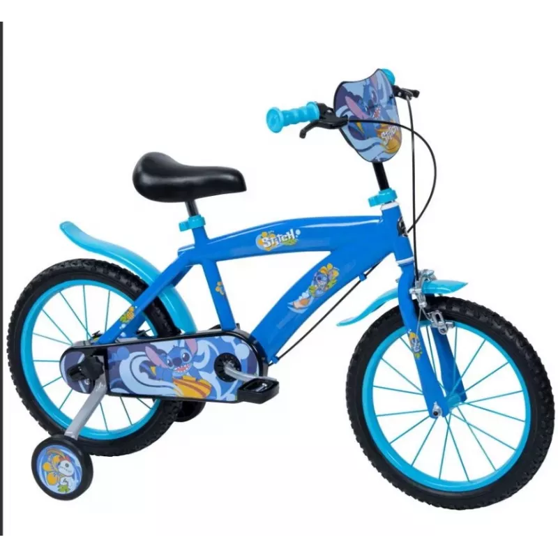 Kinderfiets HUFFY Disney Stitch 16 inch met zijwieltjes, terugtraprem