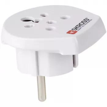 SKROSS Landenreisadapter India-Israël-Denemarken naar Europa - adapter voor stroomaansluiting - Type K, Type D, Type H (W)